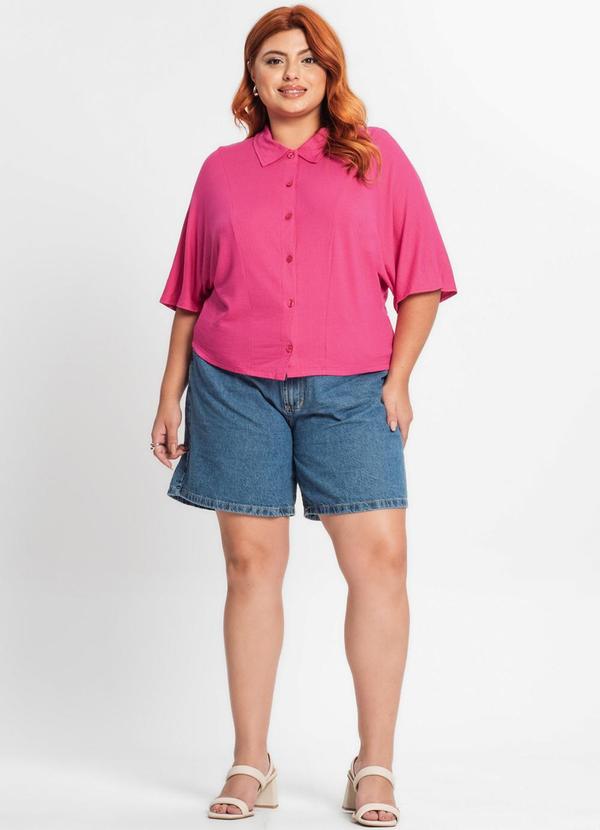 Secret Glam - Camisa Manga Curta Feminina Plus Size Rosa 3