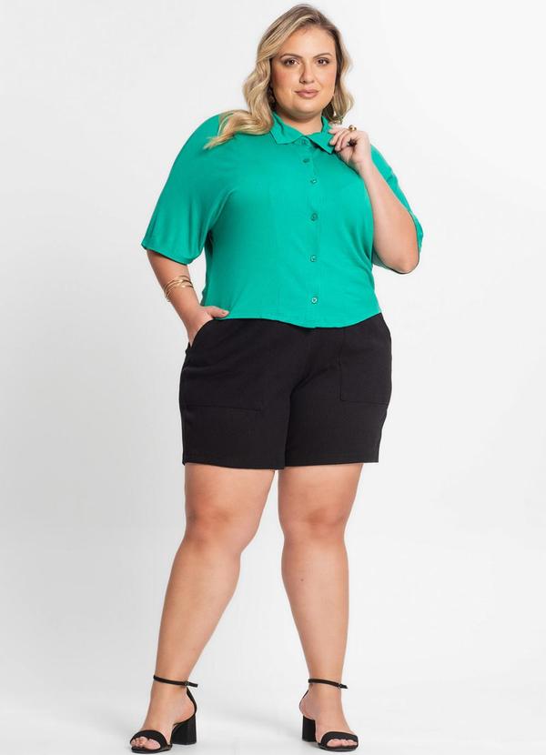 Secret Glam - Camisa Manga Curta Feminina Plus Size Verde 3