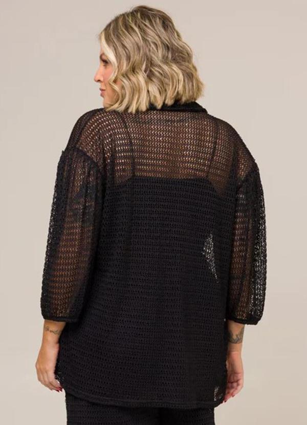 Cess - Camisa Plus Size Camélia Tricot Preto 2