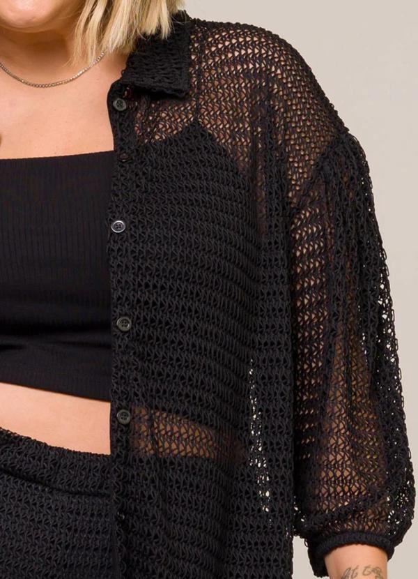 Cess - Camisa Plus Size Camélia Tricot Preto 3