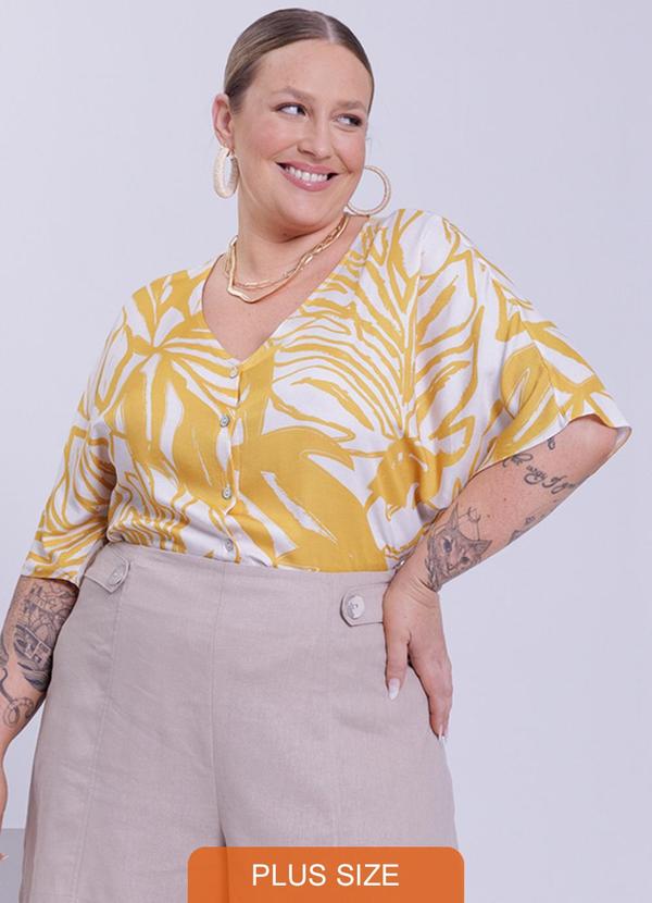 Lunender Mais Mulher - Camisa Plus Size em Tecido Amarelo 5
