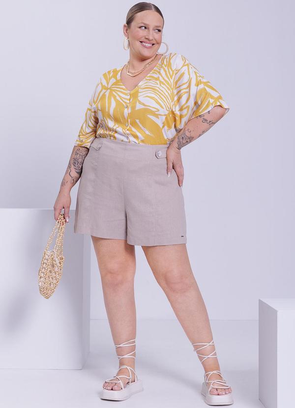 Lunender Mais Mulher - Camisa Plus Size em Tecido Amarelo 3