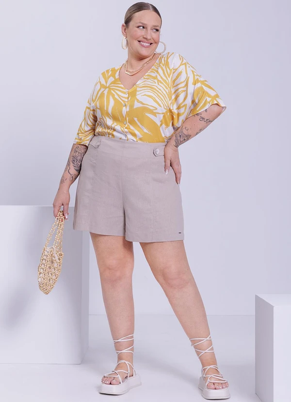 Lunender Mais Mulher - Camisa Plus Size em Tecido Amarelo 3