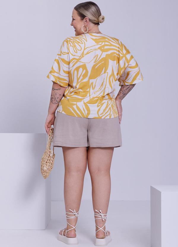 Lunender Mais Mulher - Camisa Plus Size em Tecido Amarelo 2