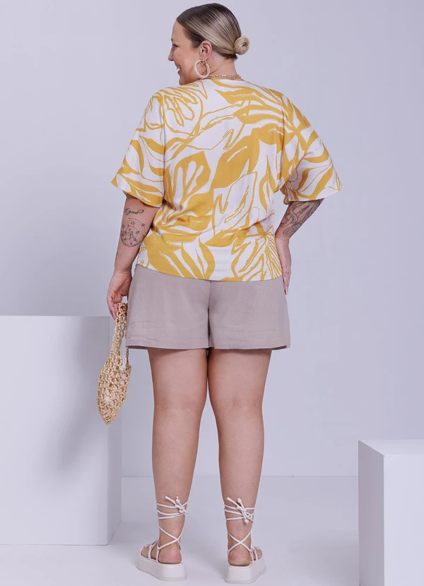 Lunender Mais Mulher - Camisa Plus Size em Tecido Amarelo 4
