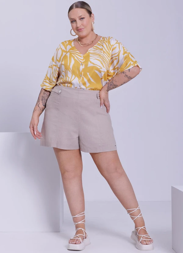 Lunender Mais Mulher - Camisa Plus Size em Tecido Amarelo 5