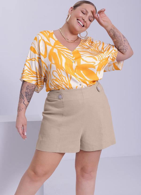 Lunender Mais Mulher - Camisa Plus Size em Tecido Amarelo 6