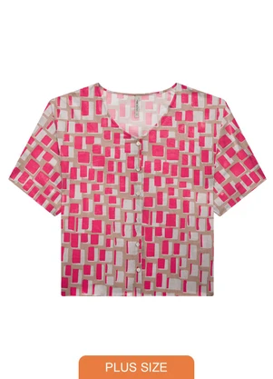 Lunender Mais Mulher - Camisa Plus Size em Tecido com Manga Flare Bege - LUNENDER MAIS MULHER