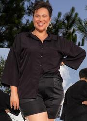 Camisa Preta em Tecido Plano