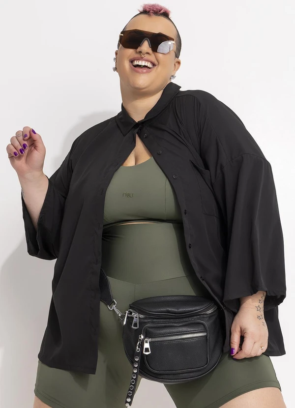 Marguerite - Camisa Preta em Tecido Plano 3