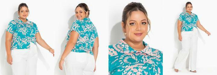 Camisa Tie Dye com Mangas Curtas Plus Size