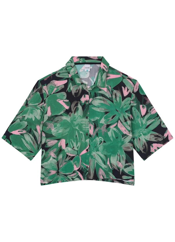 Malwee Plus - Camisa Verde Tropical em Viscose 1