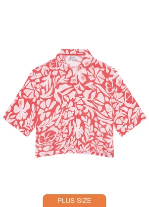 Malwee Plus - Camisa Vermelha Floral em Viscose - MALWEE PLUS