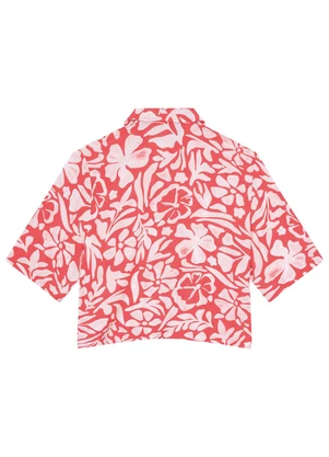 Malwee Plus - Camisa Vermelha Floral em Viscose - MALWEE PLUS