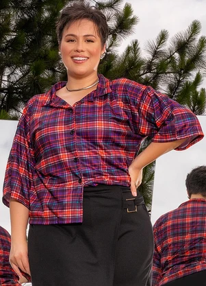 Marguerite Camisa Xadrez Vibrante em Jersey Acetinado