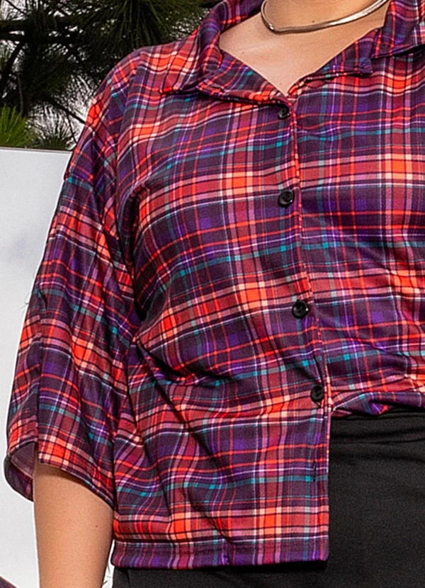 Marguerite - Camisa Xadrez Vibrante em Jersey Acetinado 5