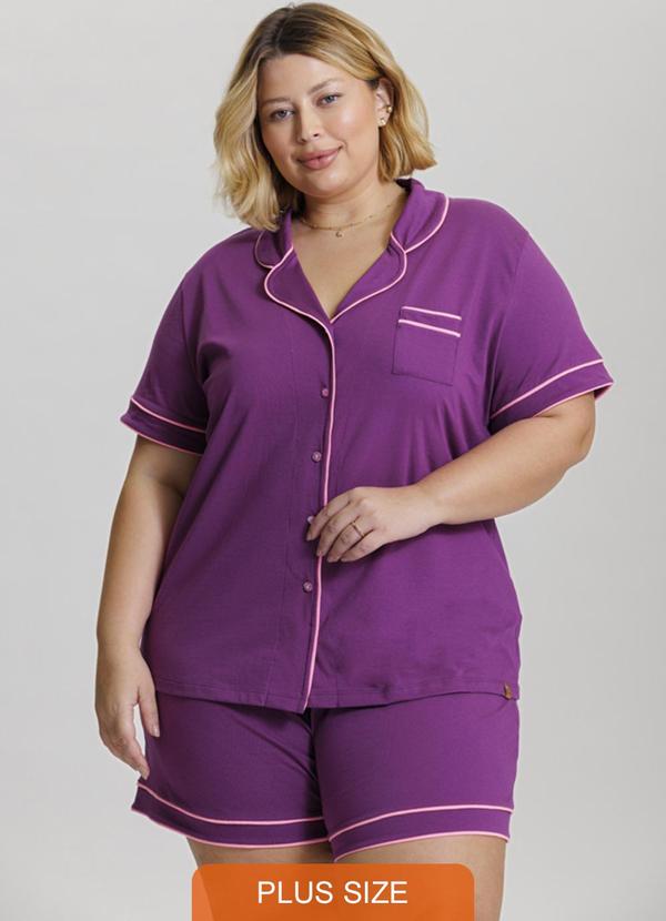 Mensageiro do Sonhos - Pijama Manga Curta Americano Plus Size Roxo