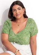 Blusa Abstrato Verde em Malha de Viscose