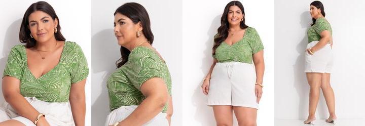 Blusa Abstrato Verde em Malha de Viscose