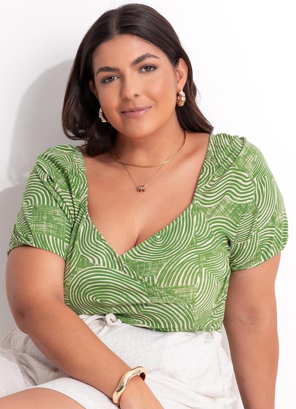 Blusa (Abstrato Verde) em Malha de Viscose