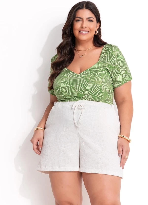 Marguerite - Blusa Abstrato Verde em Malha de Viscose 3