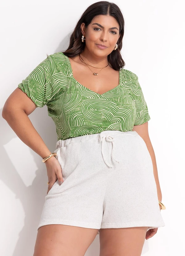 Marguerite - Blusa Abstrato Verde em Malha de Viscose 6