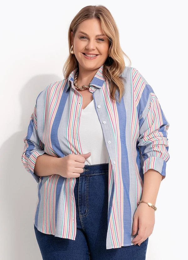 Marguerite - Camisa de Botão Listrada em Viscose Plana 7