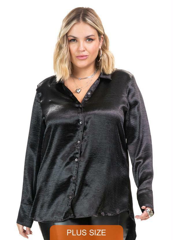 Secret Glam - Camisa Air Flow Metalizado Preto