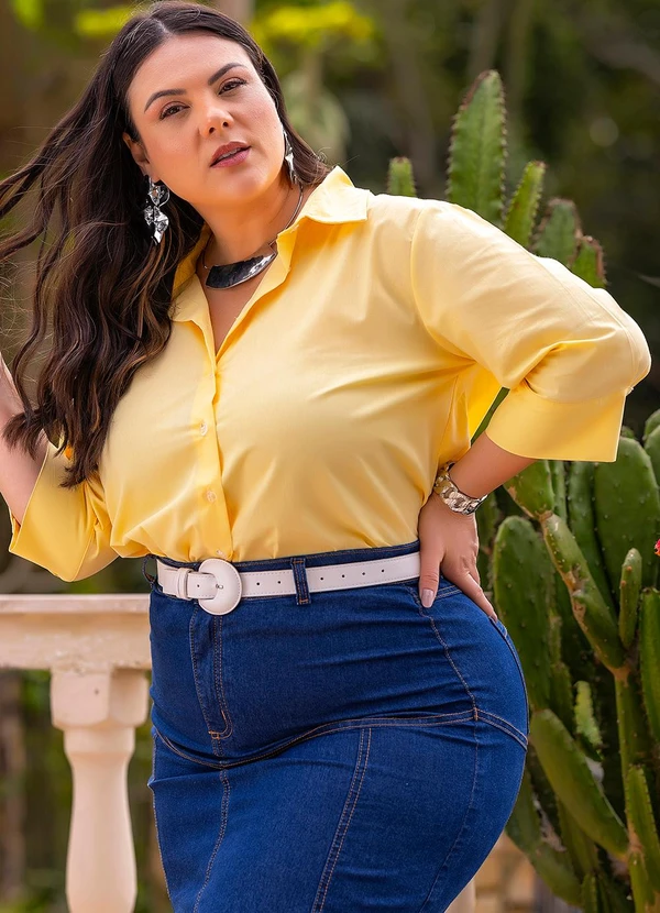 Marguerite - Camisa Amarelo em Tricoline 5