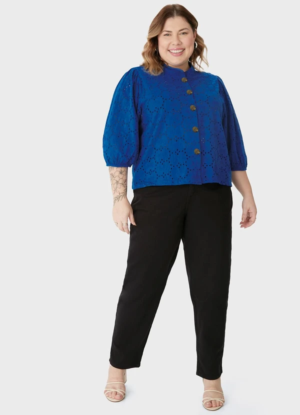 Malwee - Camisa Ampla Bordada PlusAzul Royal 1