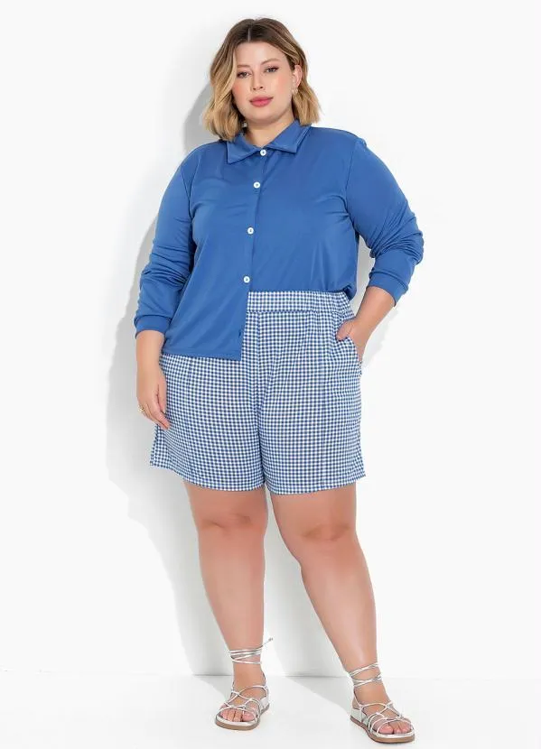 Marguerite - Camisa Azul com Botões e Mangas Longas Plus Size 4