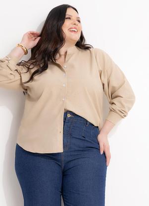 Camisa (Bege) de Bot�es em Linho