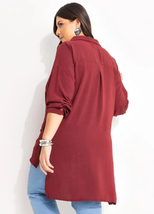Marguerite - Camisa Bordô em Crepe Plano - MARGUERITE