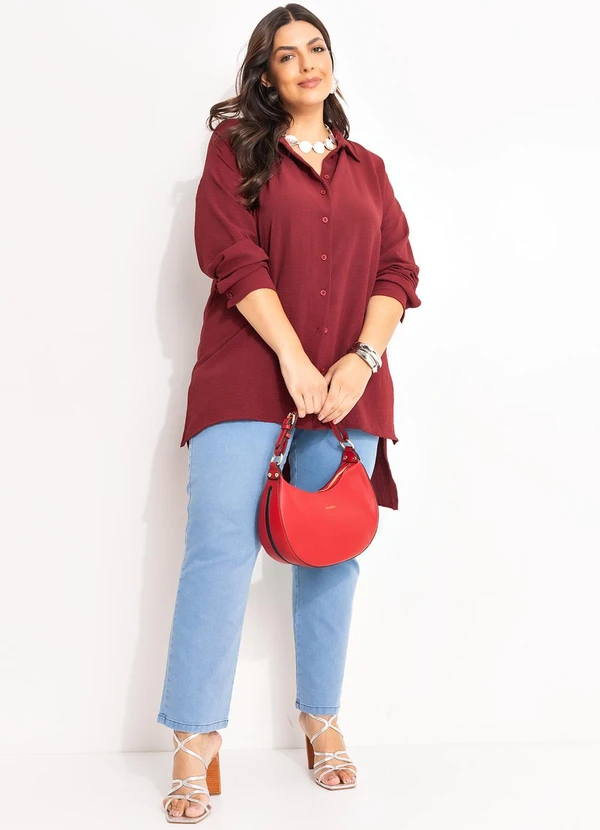 Marguerite - Camisa Bordô em Crepe Plano 3