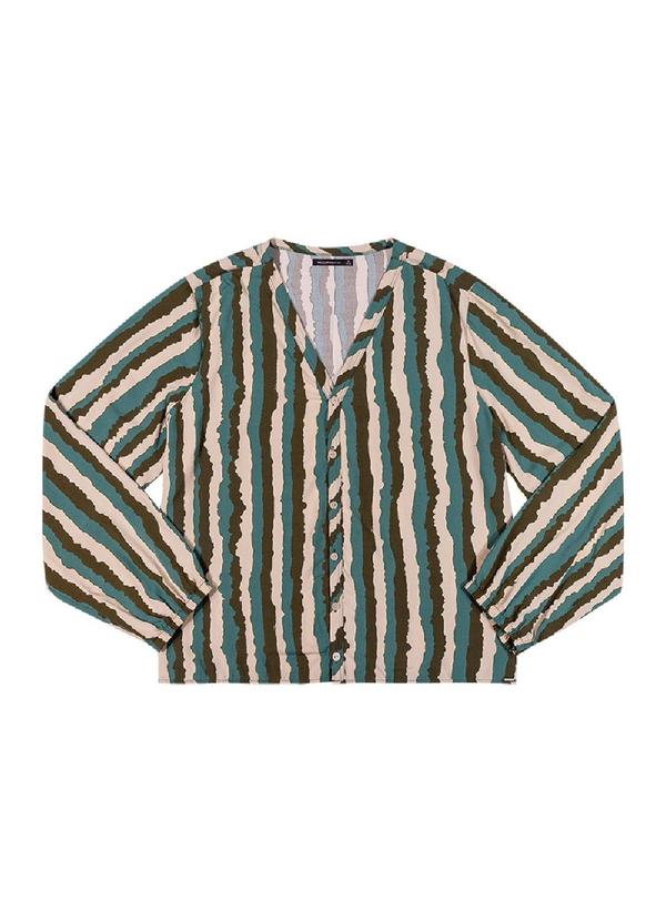 Rezzato - Camisa Estampada com Botões Plus Size Verde 3