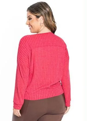 Secret Glam - Camisa Feminina Canelada com Nó Vermelho - SECRET GLAM