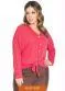 Secret Glam - Camisa Feminina Canelada com Nó Azul - variação: Vermelho
