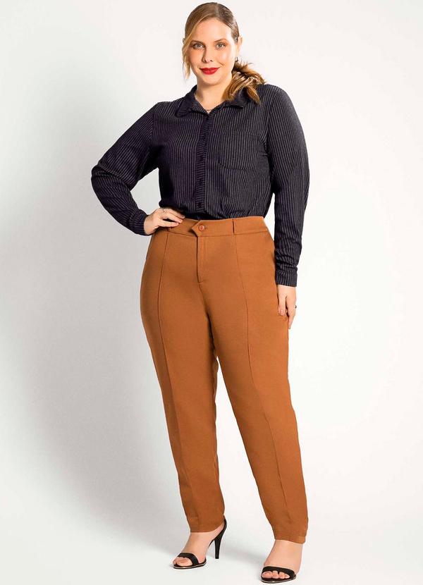 Habana - Camisa Feminina Plus Size Moderna Cinza