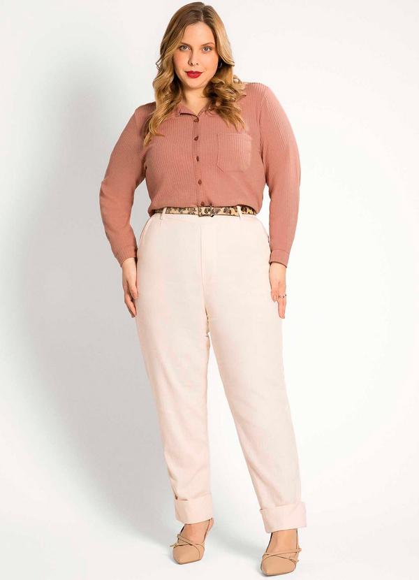 Habana - Camisa Feminina Plus Size Moderna Marrom 3