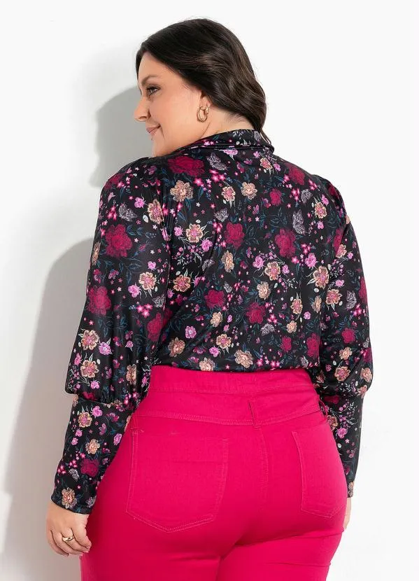 Marguerite - Camisa Floral com Mangas Bufantes Plus Size 2