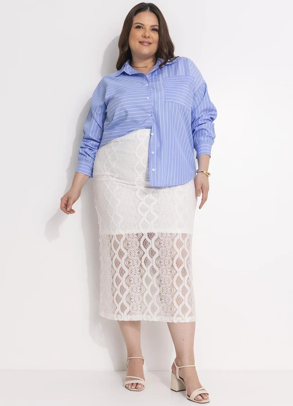 Marguerite - Camisa Listrado Azul em Tricoline 2