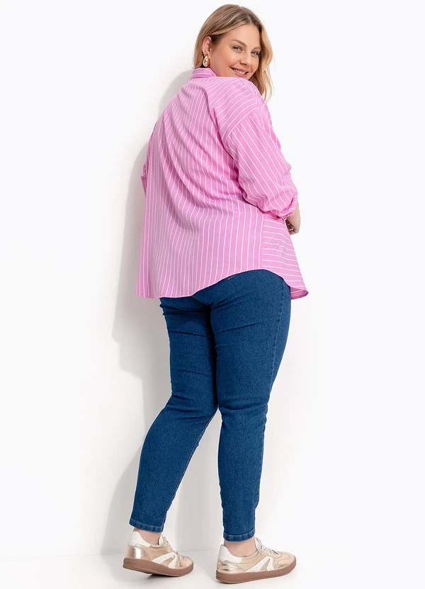 Marguerite - Camisa Listrado Rosa em Tricoline 9