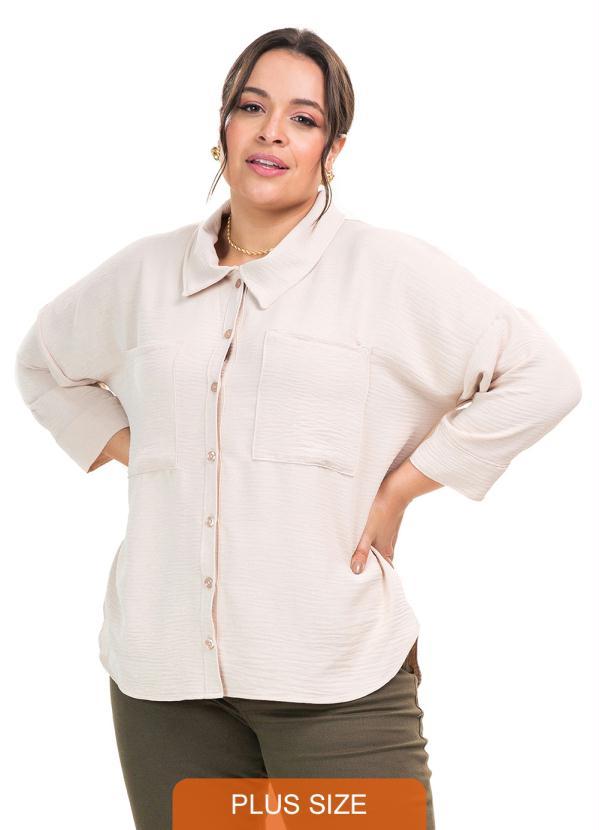 Secret Glam - Camisa Manga 7/8 Air Flow Pesado Bege