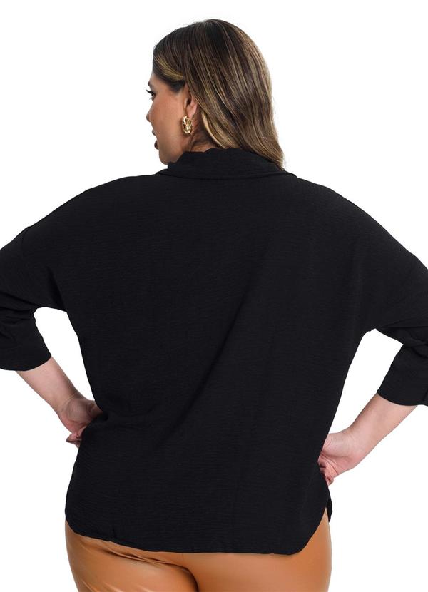 Secret Glam - Camisa Manga 7/8 Air Flow Pesado Preto 2