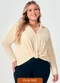 Lisamour - Camisa Manga Longa com Amarração Bege - variação: Bege