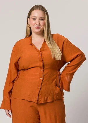 Lisamour - Camisa Manga Longa com Botões Marrom - LISAMOUR