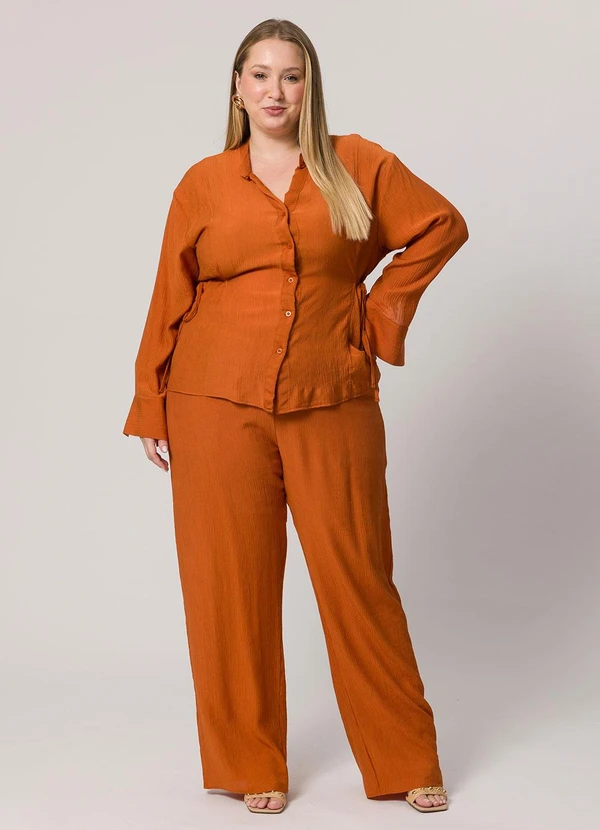 Lisamour - Camisa Manga Longa com Botões Marrom 2