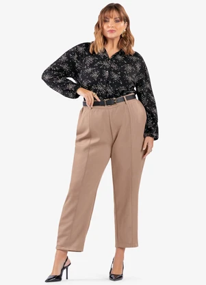Secret Glam - Camisa Manga Longa Estampada Plus Size Preto - SECRET GLAM