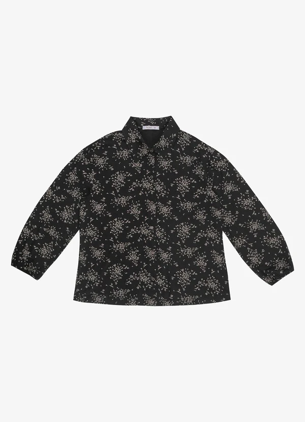 Secret Glam - Camisa Manga Longa Estampada Plus Size Preto 3