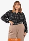 Secret Glam - Camisa Manga Longa Estampada Plus Size Preto - variação: Preto